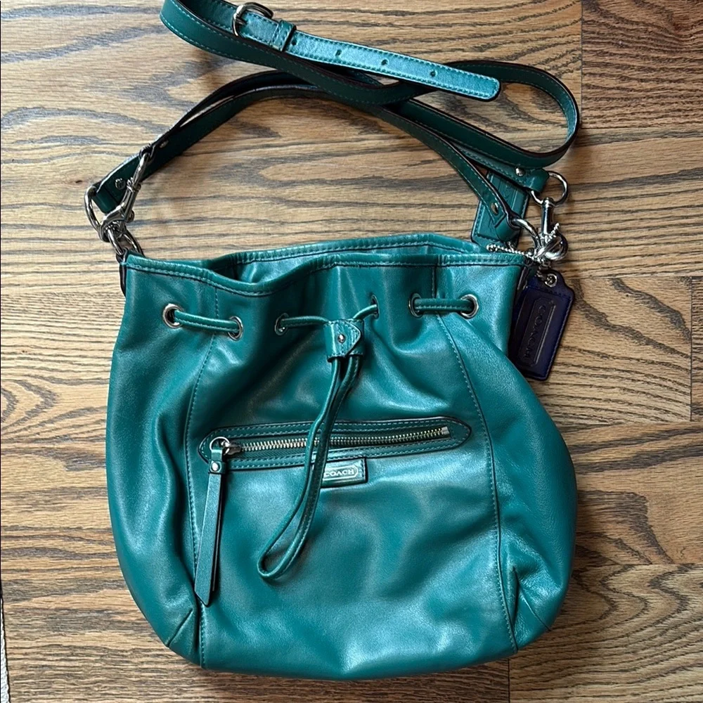 Coach Daisy Teal Leather Shoulder Bag - Picture 8 of 15